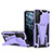 Coque Contour Silicone et Plastique Housse Etui Mat avec Support A03 pour Samsung Galaxy S22 5G Violet