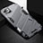 Coque Contour Silicone et Plastique Housse Etui Mat avec Support A05 pour Apple iPhone 14 Gris