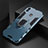 Coque Contour Silicone et Plastique Housse Etui Mat avec Support Bague Anneau pour Huawei P Smart (2019) Bleu