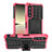 Coque Contour Silicone et Plastique Housse Etui Mat avec Support JX1 pour Sony Xperia 5 IV Rose Rouge