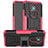 Coque Contour Silicone et Plastique Housse Etui Mat avec Support JX2 pour Nokia 3.4 Rose Rouge