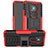 Coque Contour Silicone et Plastique Housse Etui Mat avec Support JX2 pour Nokia 3.4 Rouge