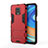 Coque Contour Silicone et Plastique Housse Etui Mat avec Support KC1 pour Xiaomi Redmi Note 9 Pro Max Rouge