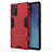 Coque Contour Silicone et Plastique Housse Etui Mat avec Support N01 pour Samsung Galaxy Note 20 5G Rouge