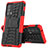 Coque Contour Silicone et Plastique Housse Etui Mat avec Support pour Motorola Moto Edge 20 Pro 5G Rouge