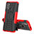 Coque Contour Silicone et Plastique Housse Etui Mat avec Support pour Motorola Moto G40 Fusion Rouge