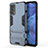 Coque Contour Silicone et Plastique Housse Etui Mat avec Support pour Oppo Reno4 4G Bleu