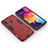 Coque Contour Silicone et Plastique Housse Etui Mat avec Support pour Samsung Galaxy A60 Rouge