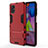 Coque Contour Silicone et Plastique Housse Etui Mat avec Support pour Samsung Galaxy M51 Rouge