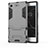 Coque Contour Silicone et Plastique Housse Etui Mat avec Support pour Sony Xperia XZ1 Compact Gris