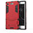Coque Contour Silicone et Plastique Housse Etui Mat avec Support pour Sony Xperia XZ1 Compact Rouge