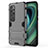Coque Contour Silicone et Plastique Housse Etui Mat avec Support pour Xiaomi Mi 10 Ultra Gris