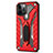 Coque Contour Silicone et Plastique Housse Etui Mat avec Support R01 pour Apple iPhone 12 Pro Rouge