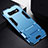 Coque Contour Silicone et Plastique Housse Etui Mat avec Support R02 pour Samsung Galaxy S10 Plus Bleu Ciel