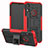 Coque Contour Silicone et Plastique Housse Etui Mat avec Support Z01 pour Huawei Y6s Rouge