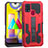 Coque Contour Silicone et Plastique Housse Etui Mat avec Support ZJ1 pour Samsung Galaxy M31 Prime Edition Rouge