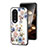 Coque Contour Silicone et Vitre Fleurs Miroir Etui Housse S01 pour Huawei Honor 90 Pro 5G Blanc