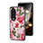 Coque Contour Silicone et Vitre Fleurs Miroir Etui Housse S01 pour Huawei Honor 90 Pro 5G Rouge