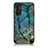 Coque Contour Silicone et Vitre Motif Fantaisie Miroir Etui Housse pour Samsung Galaxy F13 4G Bleu