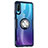 Coque Contour Silicone et Vitre Transparente Miroir 360 Degres avec Support Bague Anneau Aimante Magnetique Z01 pour Huawei P30 Lite XL Bleu