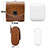 Coque en Cuir avec Mousqueton pour Boitier de Charge de Airpods A05 Marron Petit