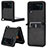 Coque Luxe Cuir et Plastique Housse Etui Mat BY1 pour Samsung Galaxy Z Flip4 5G Noir Petit