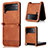 Coque Luxe Cuir et Plastique Housse Etui Mat BY2 pour Samsung Galaxy Z Flip4 5G Marron