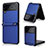 Coque Luxe Cuir et Plastique Housse Etui Mat T03 pour Samsung Galaxy Z Flip4 5G Bleu