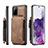 Coque Luxe Cuir Housse Etui C01S pour Samsung Galaxy S20 Plus 5G Brun Clair