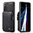 Coque Luxe Cuir Housse Etui C01S pour Samsung Galaxy S21 Plus 5G Noir Petit