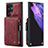 Coque Luxe Cuir Housse Etui C01S pour Samsung Galaxy S21 Ultra 5G Rouge