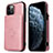 Coque Luxe Cuir Housse Etui R01 pour Apple iPhone 12 Pro Max Or Rose