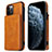Coque Luxe Cuir Housse Etui R01 pour Apple iPhone 12 Pro Max Orange
