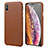 Coque Luxe Cuir Housse Etui S14 pour Apple iPhone X Orange