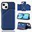 Coque Luxe Cuir Housse Etui Y05B pour Apple iPhone 14 Bleu