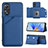 Coque Luxe Cuir Housse Etui YB1 pour Oppo A17 Bleu