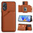 Coque Luxe Cuir Housse Etui YB1 pour Oppo A58 5G Marron Petit