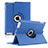 Coque Portefeuille Cuir Rotatif pour Apple iPad 2 Bleu