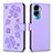 Coque Portefeuille Fleurs Livre Cuir Etui Clapet BF1 pour Huawei Honor 90 Lite 5G Violet