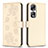 Coque Portefeuille Fleurs Livre Cuir Etui Clapet BF1 pour Huawei Honor 90 Pro 5G Or Petit