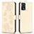 Coque Portefeuille Fleurs Livre Cuir Etui Clapet BF1 pour Oppo A54s Or Petit