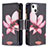 Coque Portefeuille Fleurs Livre Cuir Etui Clapet L03 pour Apple iPhone 13 Marron