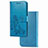 Coque Portefeuille Fleurs Livre Cuir Etui Clapet pour Huawei Mate 40 Pro Bleu