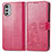 Coque Portefeuille Fleurs Livre Cuir Etui Clapet pour Motorola Moto E32 Rouge