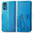 Coque Portefeuille Fleurs Livre Cuir Etui Clapet pour Motorola Moto G22 Bleu