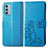 Coque Portefeuille Fleurs Livre Cuir Etui Clapet pour Motorola Moto G51 5G Bleu
