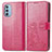 Coque Portefeuille Fleurs Livre Cuir Etui Clapet pour Motorola Moto G51 5G Rouge