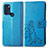 Coque Portefeuille Fleurs Livre Cuir Etui Clapet pour Motorola Moto G60s Bleu