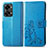 Coque Portefeuille Fleurs Livre Cuir Etui Clapet pour OnePlus Nord 2T 5G Bleu Petit