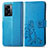 Coque Portefeuille Fleurs Livre Cuir Etui Clapet pour Oppo A56S 5G Bleu
